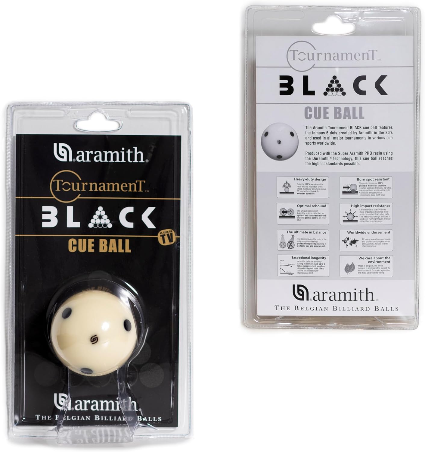 2 1/4" BLACK DOT PRO CUP CUE BALL - ARAMITH